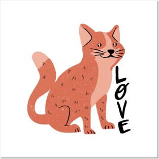 Cute cat sitting love Posters and Art